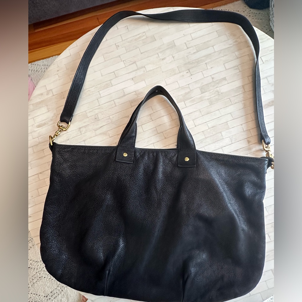 Clare V Vivier Black Nubuck Leather Messenger Bag.